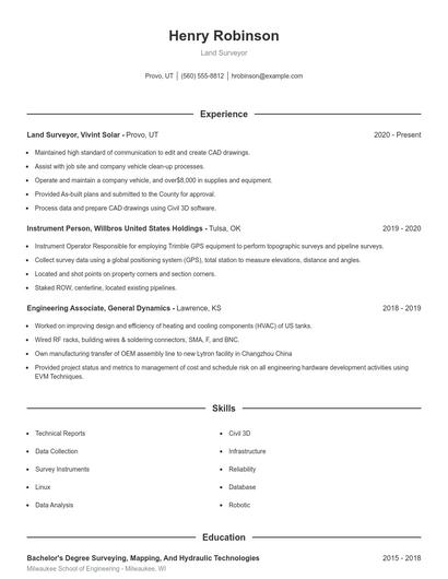 Land Surveyor Resume