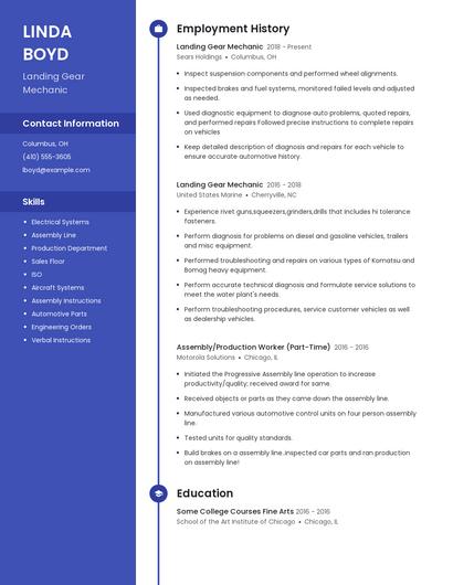 Landing Gear Mechanic Resume
