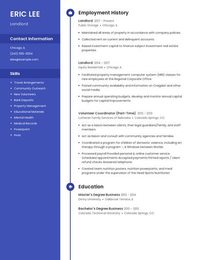 Landlord Resume