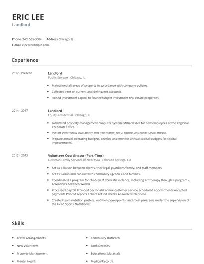 Landlord Resume