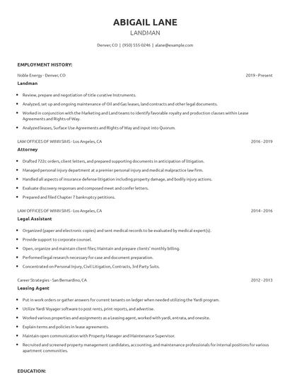 Landman Resume