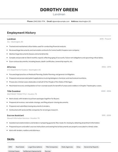 Landman Resume