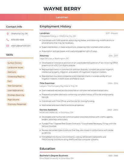 Landman Resume