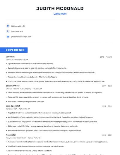 Landman Resume
