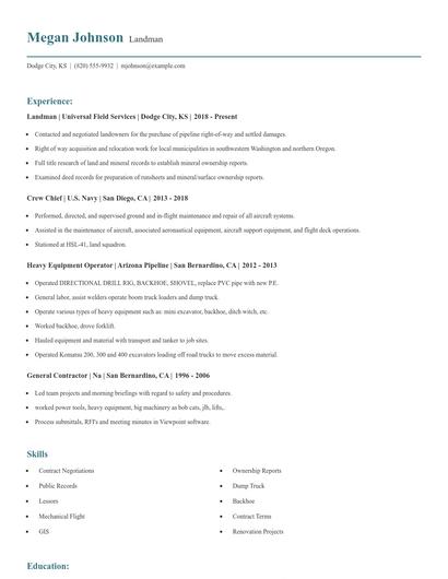 Landman Resume