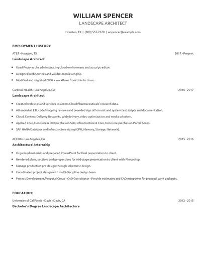 Landscape Architect Resume