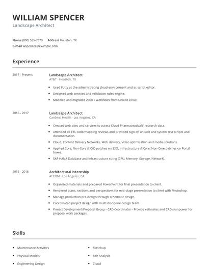 Landscape Architect Resume