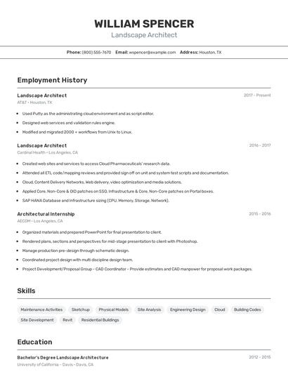 Landscape Architect Resume