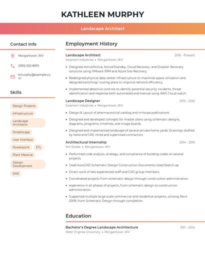 Landscape Architect Resume