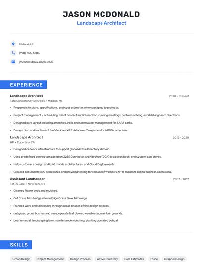 Landscape Architect Resume