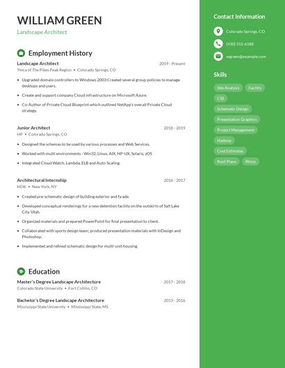Landscape Architect Resume