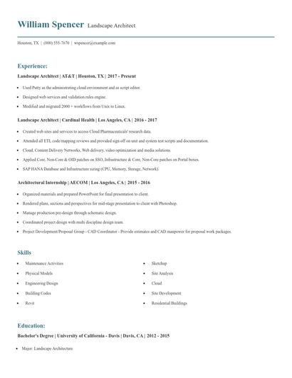 Landscape Architect Resume