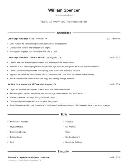 Landscape Architect Resume