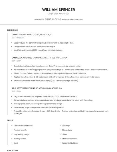 Landscape Architect Resume