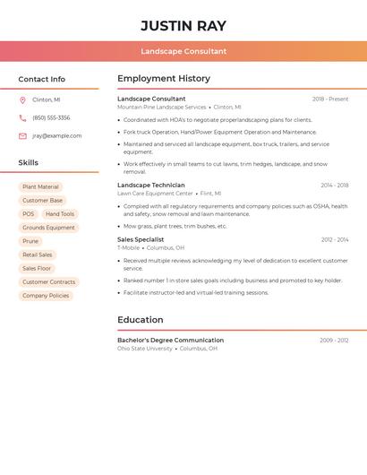 Landscape Consultant Resume
