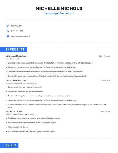 Landscape Consultant Resume