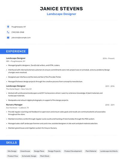 Landscape Designer Resume