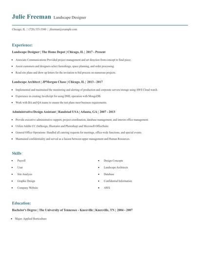 Landscape Designer Resume