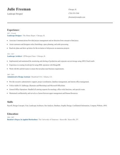 Landscape Designer Resume