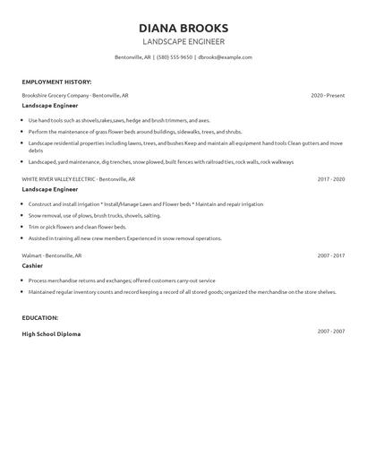 Landscape Engineer Resume