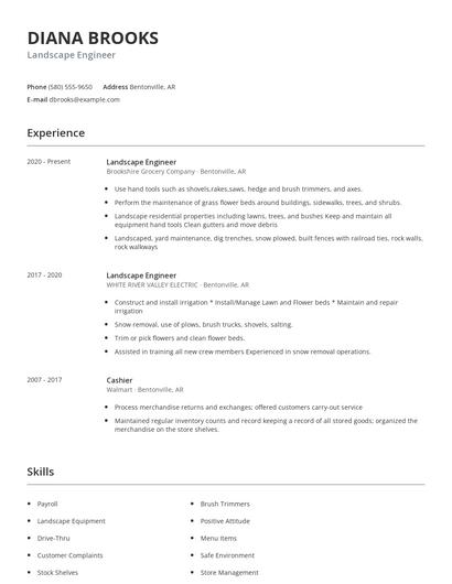 Landscape Engineer Resume