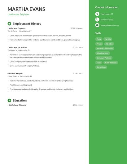 Landscape Engineer Resume