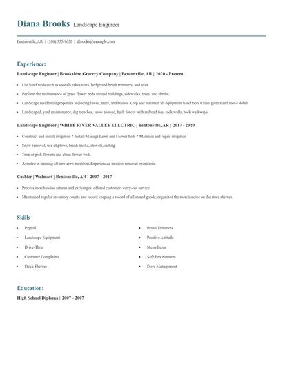Landscape Engineer Resume