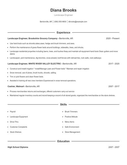 Landscape Engineer Resume