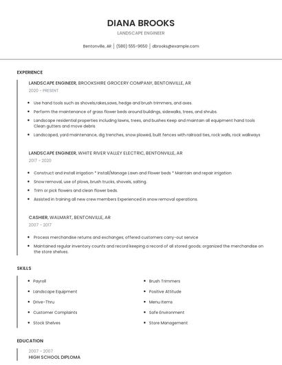 Landscape Engineer Resume