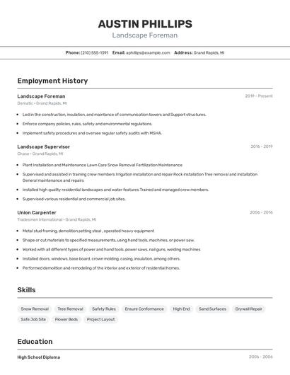 Resume example 2