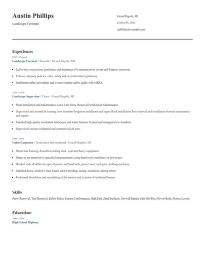 Landscape Foreman Resume