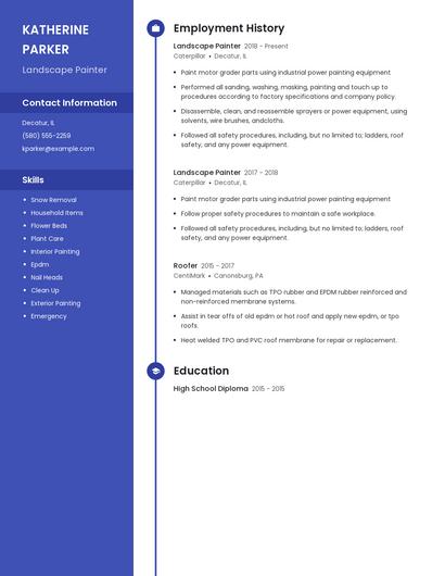 Landscape Painter Resume