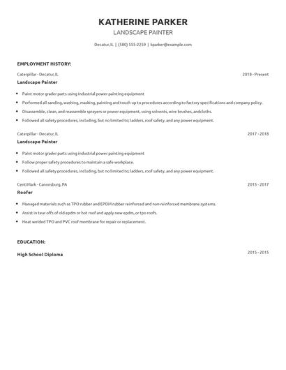 Landscape Painter Resume