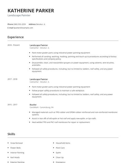 Landscape Painter Resume