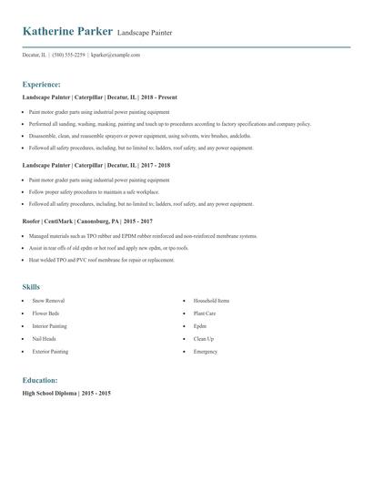 Landscape Painter Resume