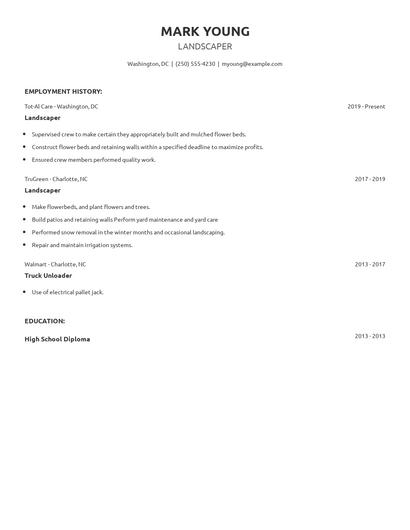 Landscaper Resume