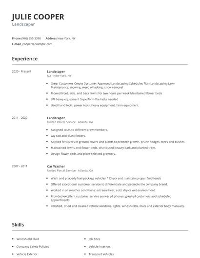 Landscaper Resume