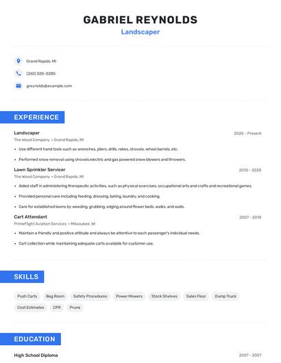 Landscaper Resume