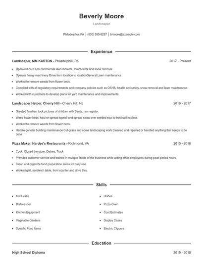 Landscaper Resume