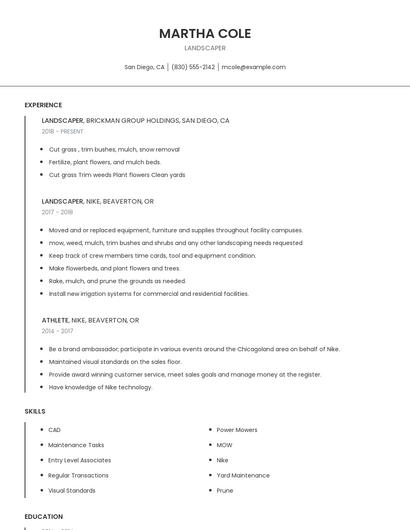 Landscaper Resume
