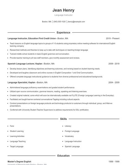 Resume example 1