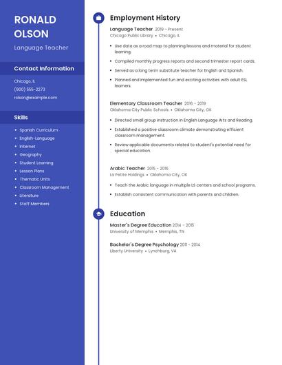 Language Teacher Resume