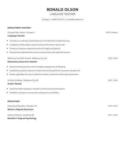 Language Teacher Resume