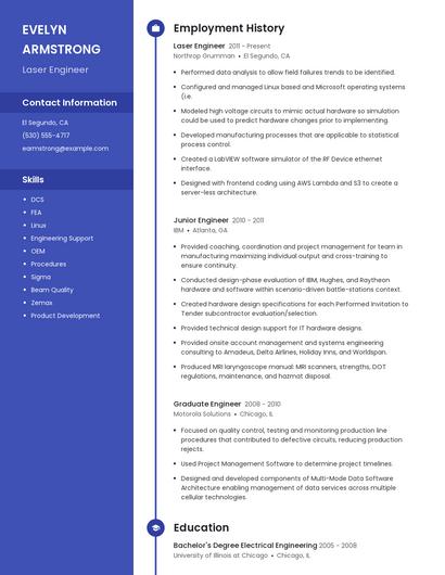 Laser Engineer Resume