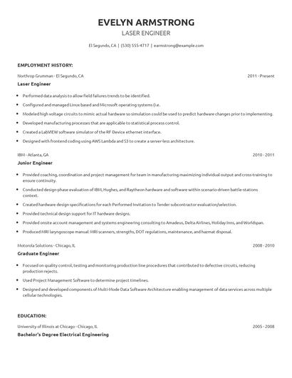 Laser Engineer Resume