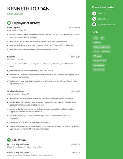 Laser Engineer Resume