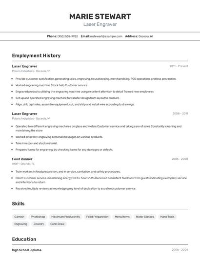 Laser Engraver Resume