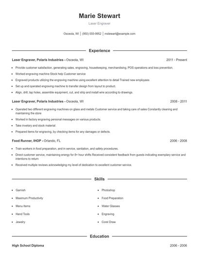 Laser Engraver Resume