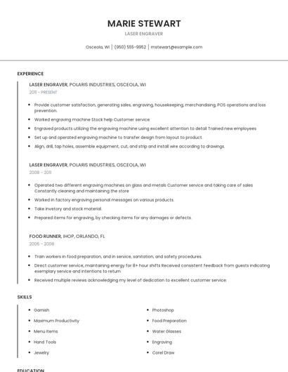 Laser Engraver Resume