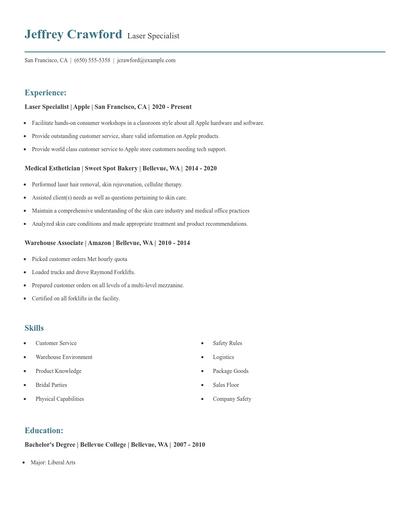 Laser Specialist Resume